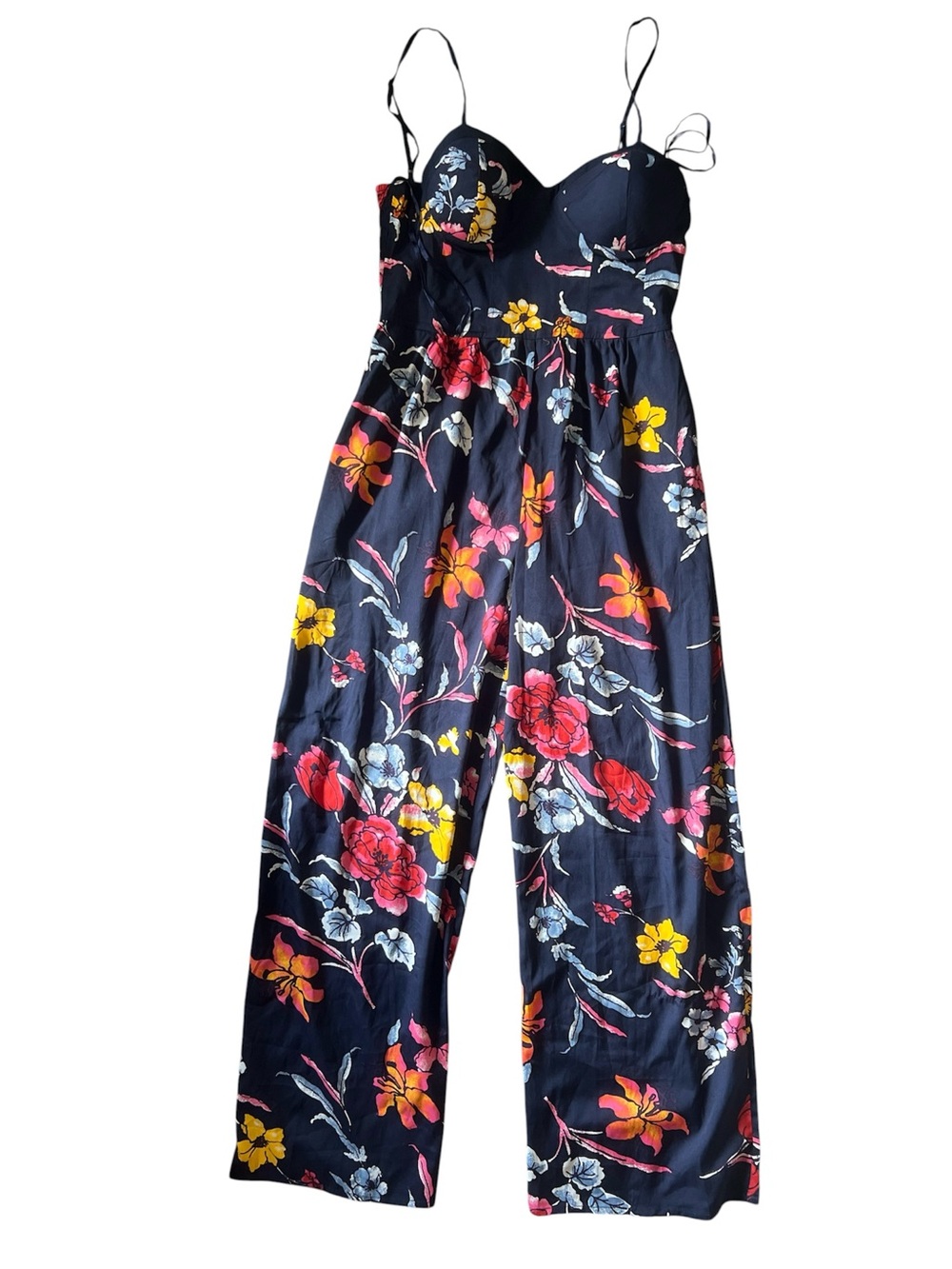 Band of Gypsies Wide-leg Navy Floral Jumpsuit | Large